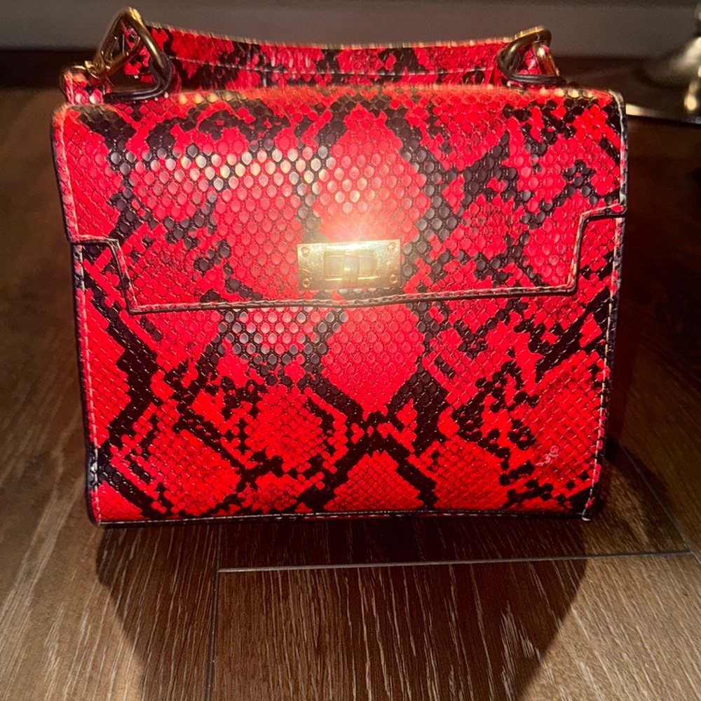 Red Snake Print Women's Bag